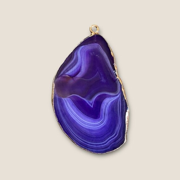 Large Purple Agate Slice Pendant - Picture 1 of 3